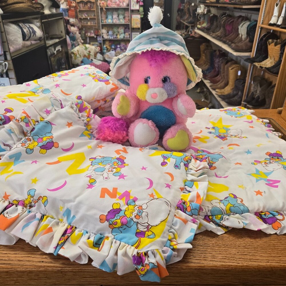 Rare set Vintage Popples Cribsy w/sweet Baby Crib set quilt pillow bumper Pad